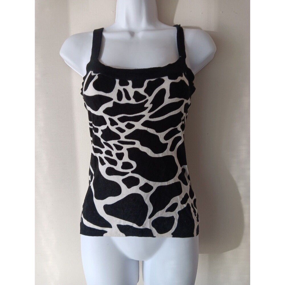 Cyrus Sweater Knit Tank Top Size Small Black & white animal print